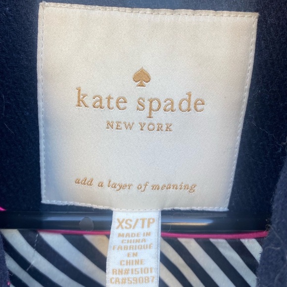 Kate Spade Wool Blend Navy Double Breast Peacoat Size XS - Picture 5 of 9
